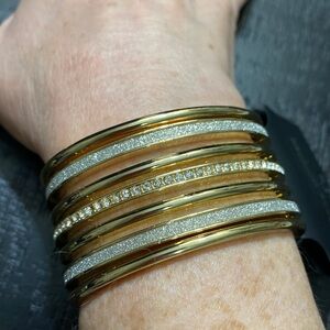 Beautiful Gleaming Gold Tone Crystal Cuff Bracelet!